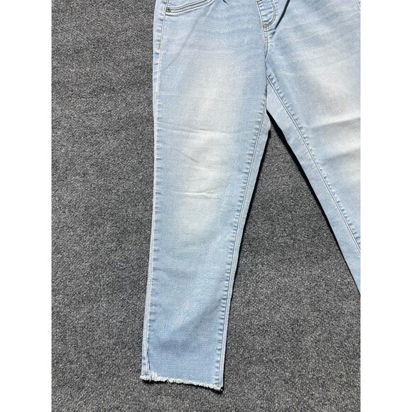 Indigo Blue Maternity Jeans Size Medium Straight Leg Distressed Light Blue - Picture 3 of 13